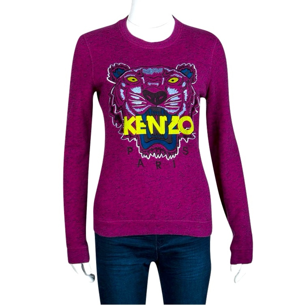 Kenzo Pink Embroidered Tiger Sweatshirt - Size Small